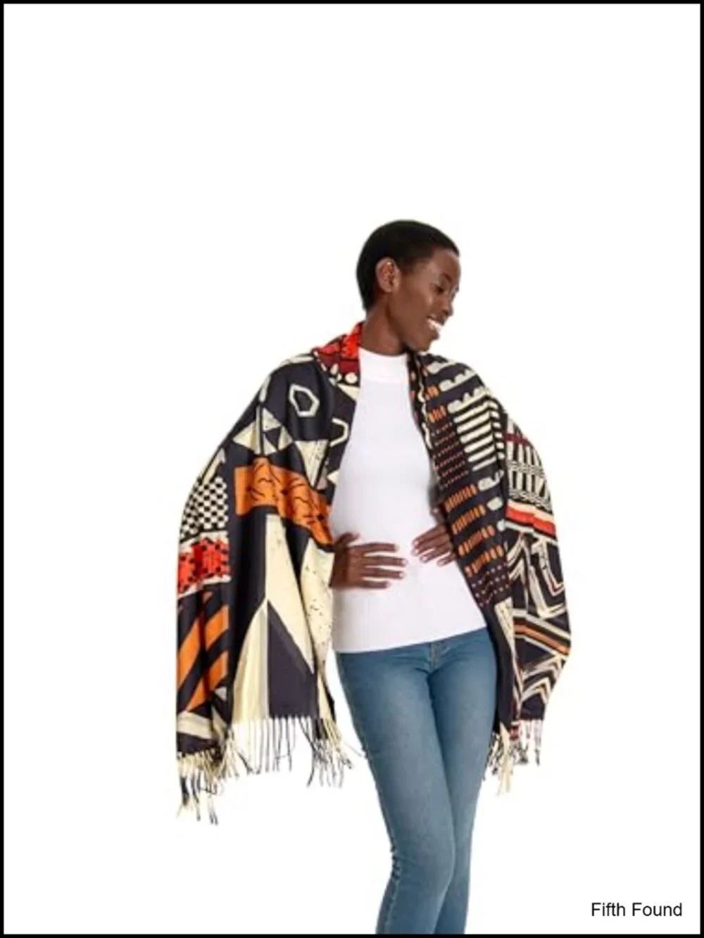 Cashmere Viscose Oversized Winter Scarf Shawl African Tribal Print Tassel Wrap